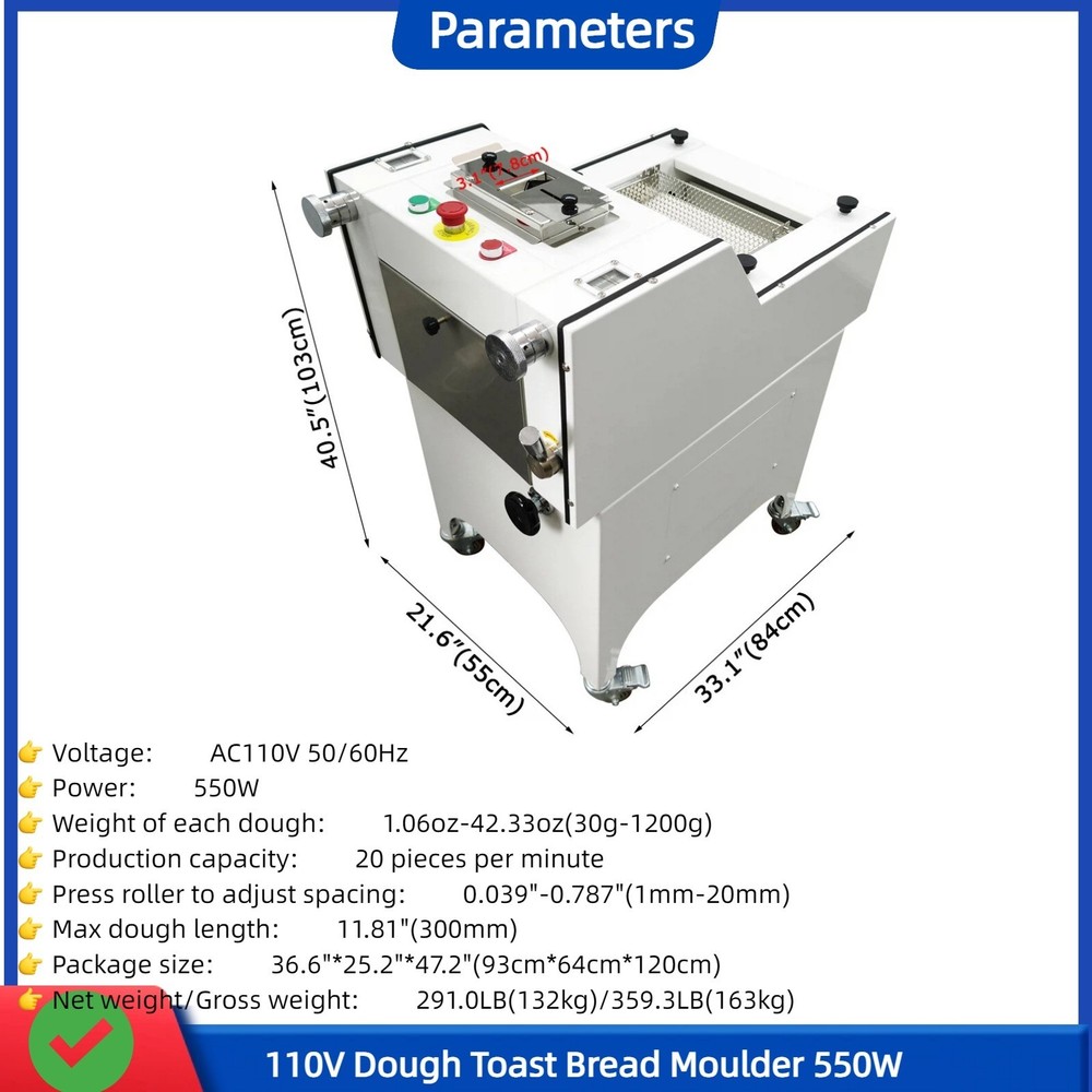 110V Dough Press Roller Toast Shaping Forming Machine Bread Moulder