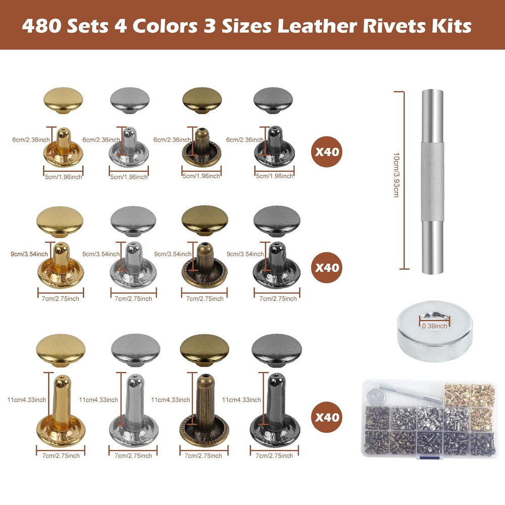 Leather Craft Press Machine Kit with 9 Punches, Rivets & Stitching Tools