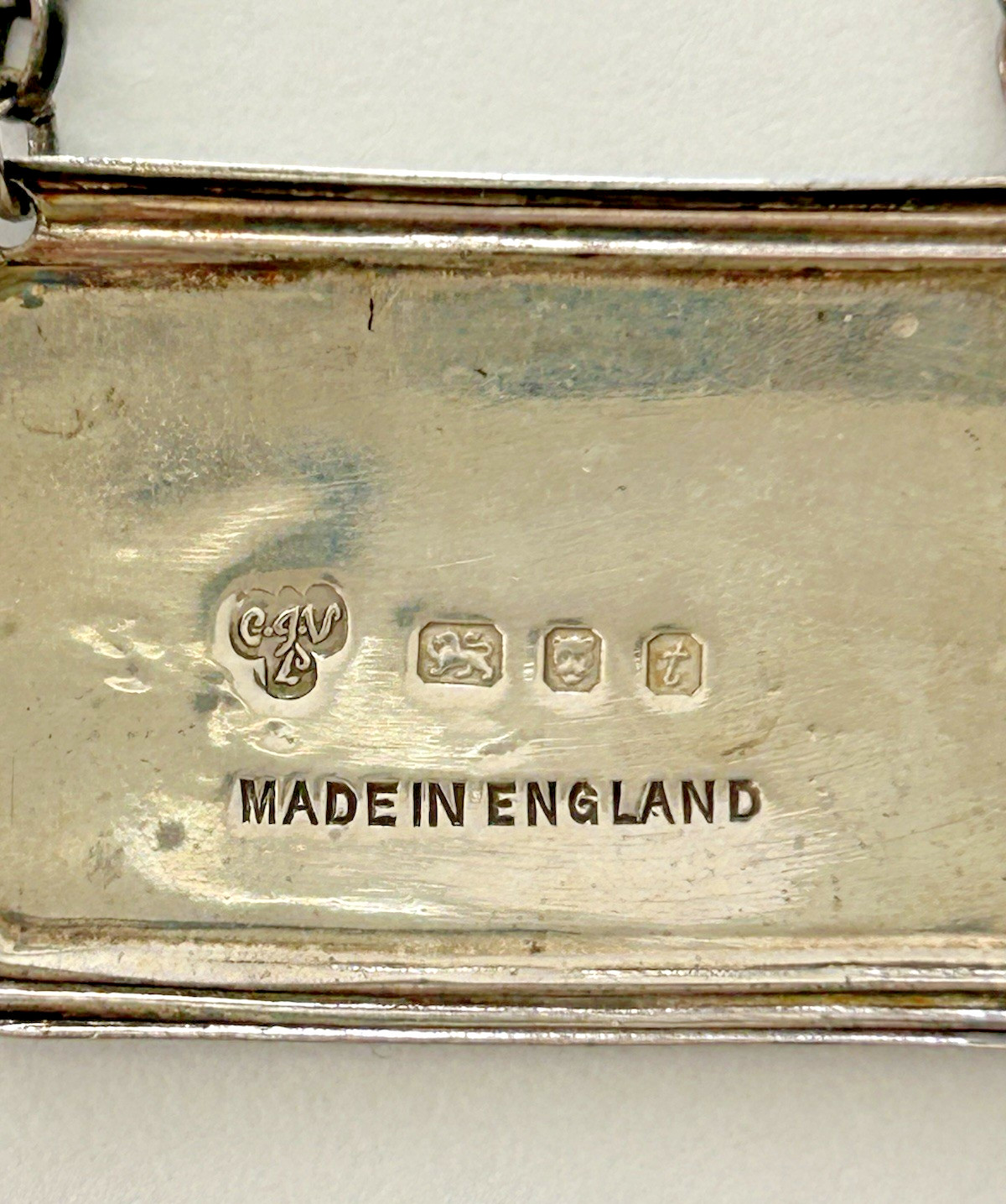 C.J. Vander English Sterling Silver Bourbon Decanter Label Bottle Hanging Tag