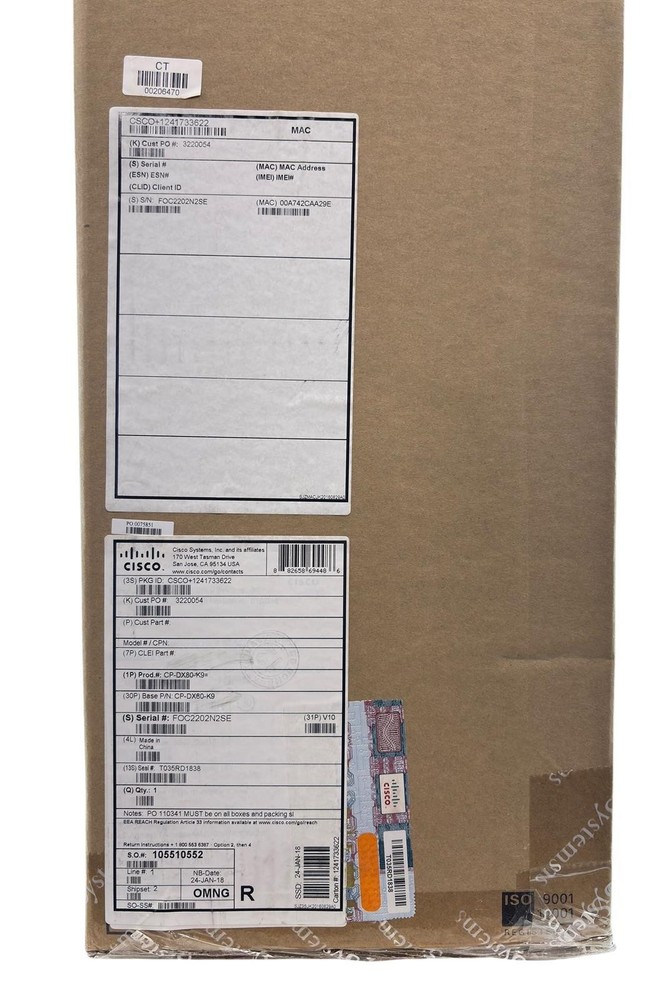 NEW Open Box - Cisco Webex CP-DX80-K9 V10 Touchscreen Video Conferencing System