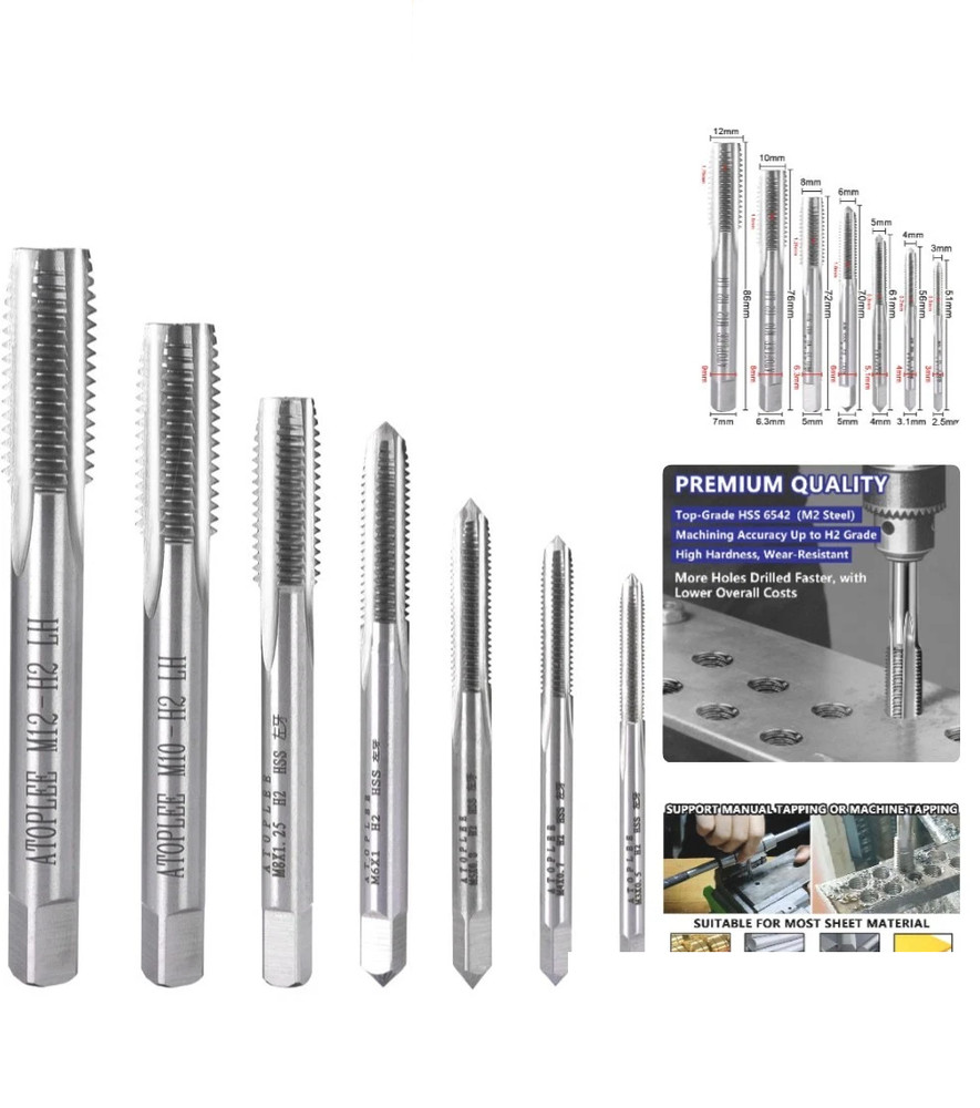 Complete HSS 6542 Left Hand Thread Tap Set – 7pcs for All Machining Needs