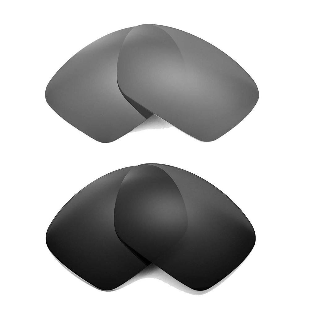 Walleva Two Pairs Polarized Lenses For Oakley Plaintiff Squared - Titanium+Black