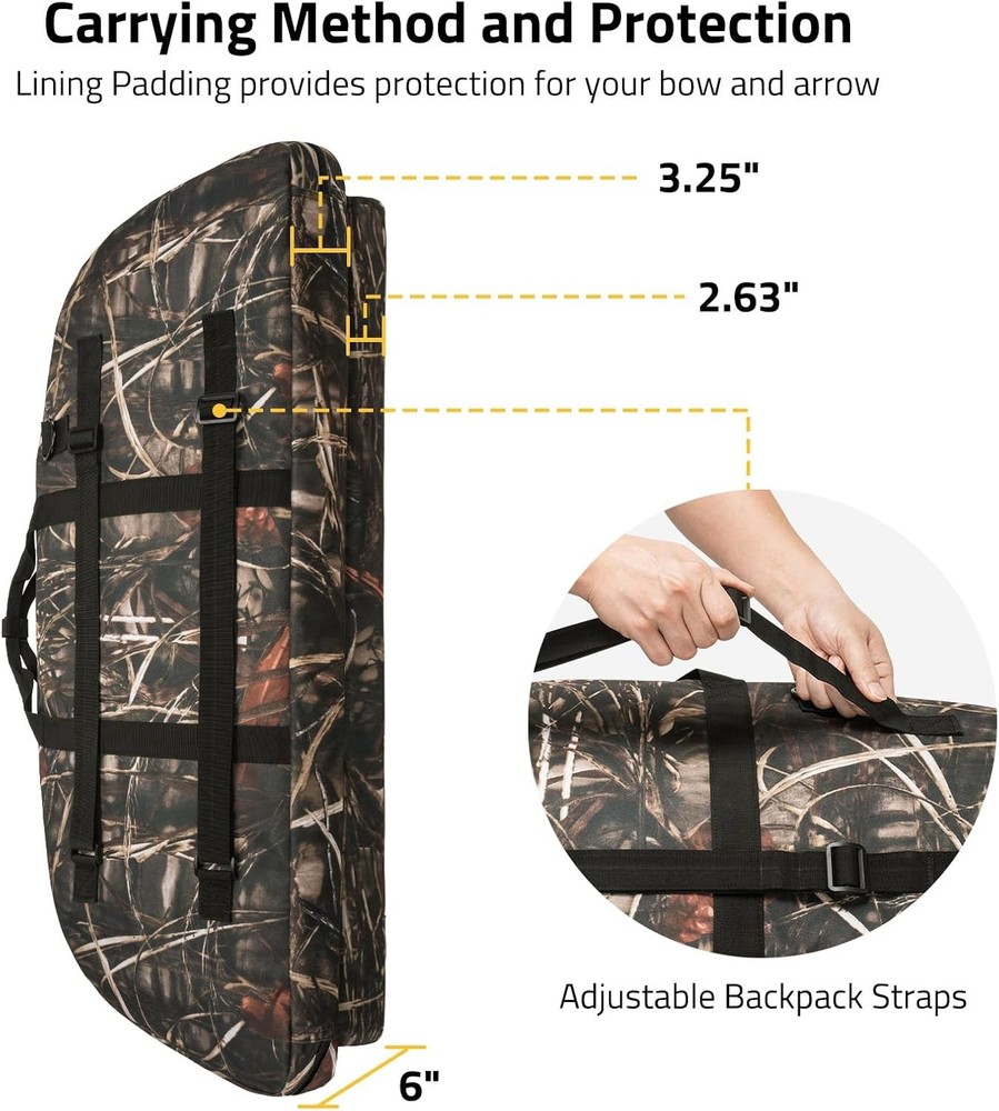 37" Soft Compound Bow Case with Backpack Strap and Arrow Pocket Padding