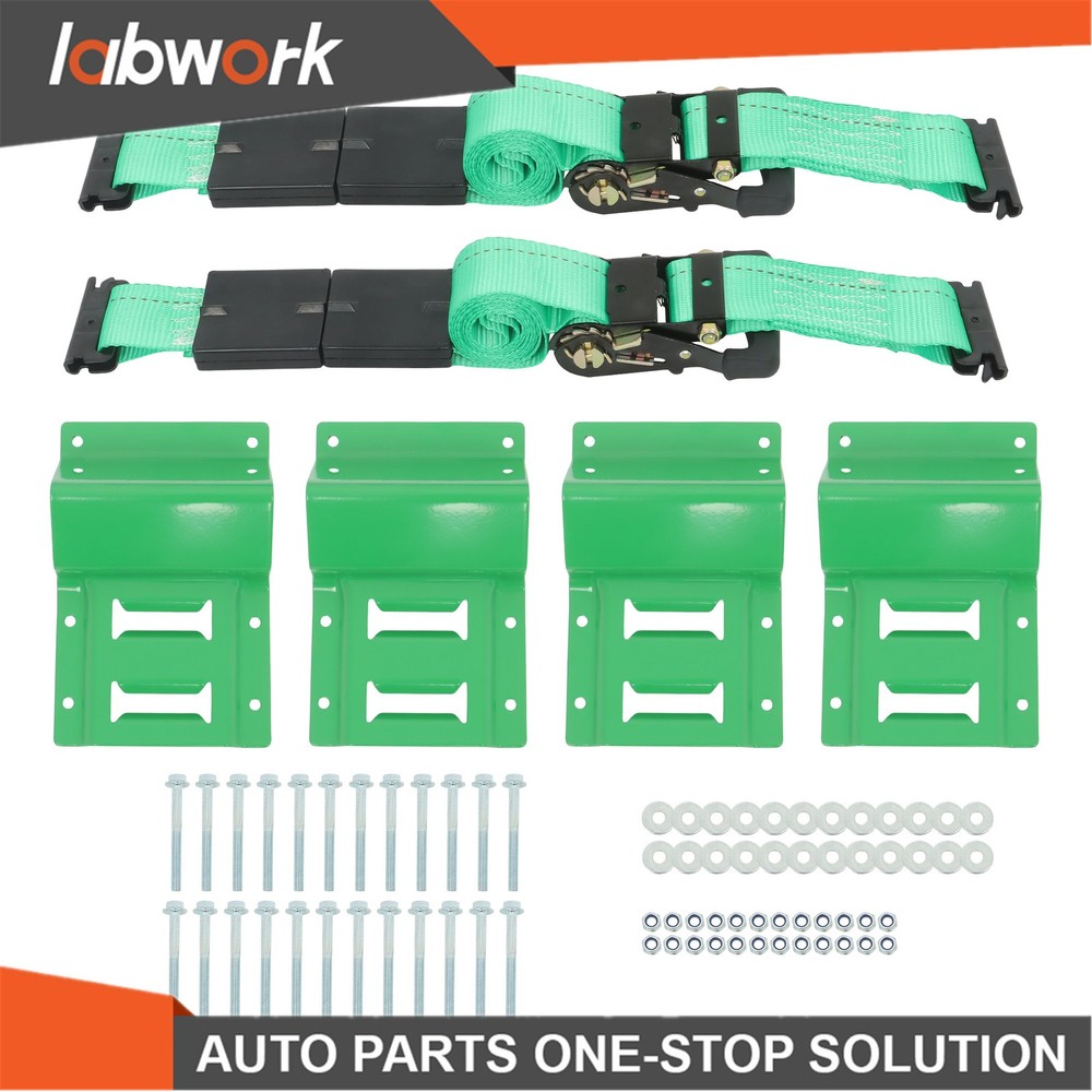 Labwork 4pcs E Track Wheel Chock +2 Pack 2" X 8' E Track Ratchet Straps