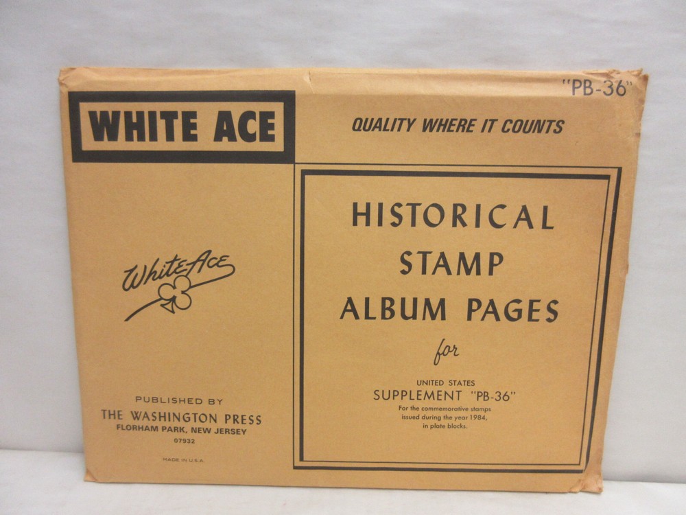 White Ace Stamp Album Pages PB-36 Supplement for Commemorative Plate Blocks 1984