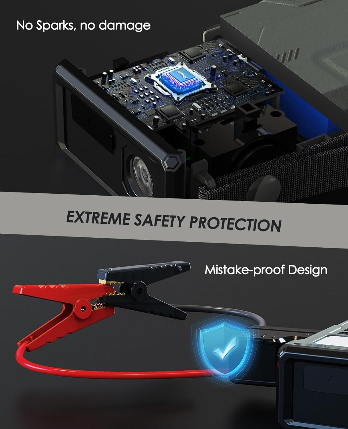 Jump Starter with Air Compressor, Portable 6000A Car Battery Jumper Starter 12V