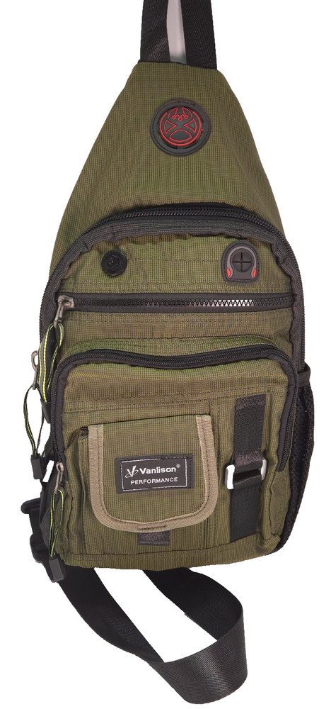 Vanlison Performance Crossbody Sling Daypack Multiple Compartments OD Green