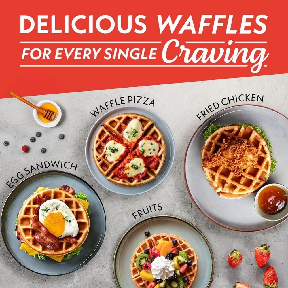 Belgian Waffle Maker – Adjustable Browning Control Nonstick Plates Ready & Power