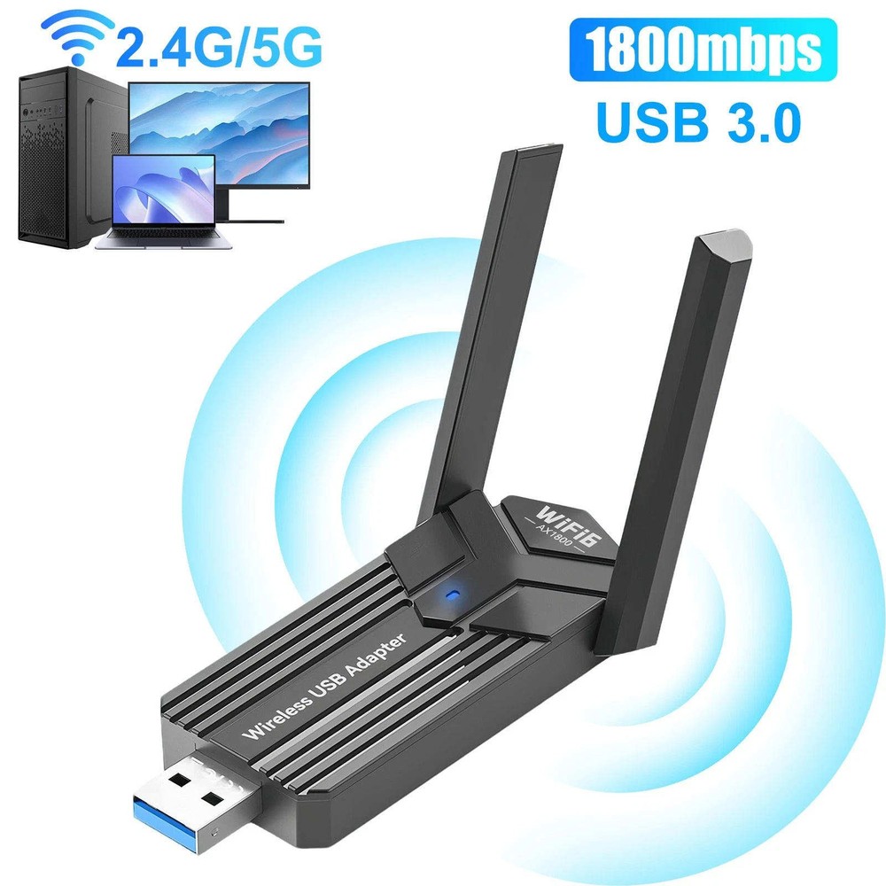 WiFi 6 USB Network Adapter AX1800 for Computer Desktop with Rotatable Antenna