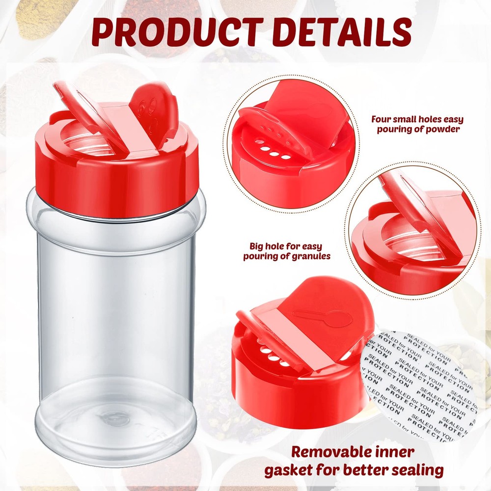 Eccliy 36-Pack 3oz Clear Plastic Spice Jars with Labels & Shaker Lids