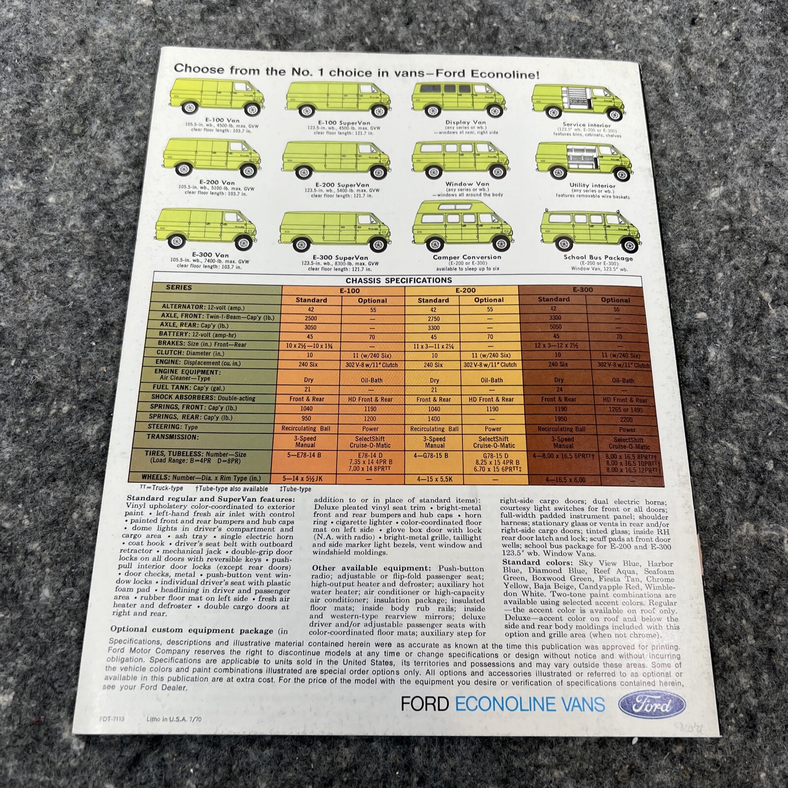 1971 Ford EconoLine Vans Sales Brochure