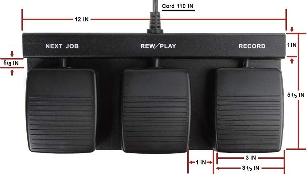 DAC FP-110-USB 3-Function USB Foot Pedal Control For use with Computers