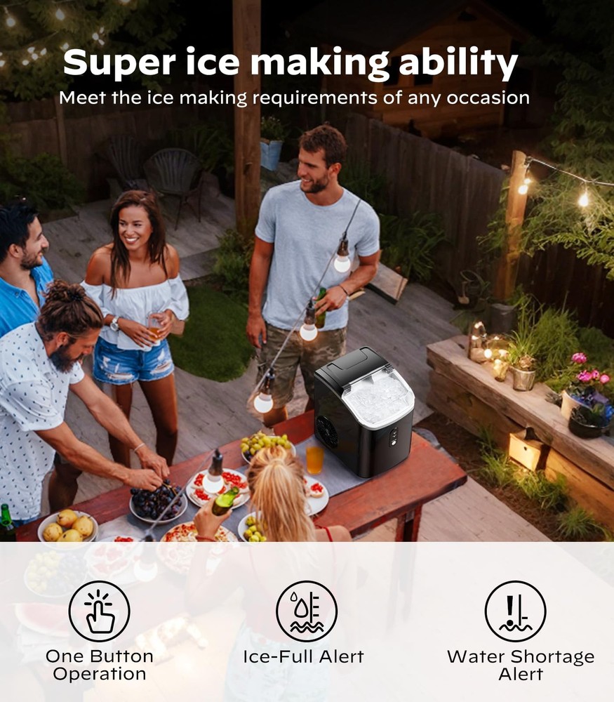 Nugget Ice Makers Countertop, Pellet Ice Machine Self-Cleaning Function, Nugget