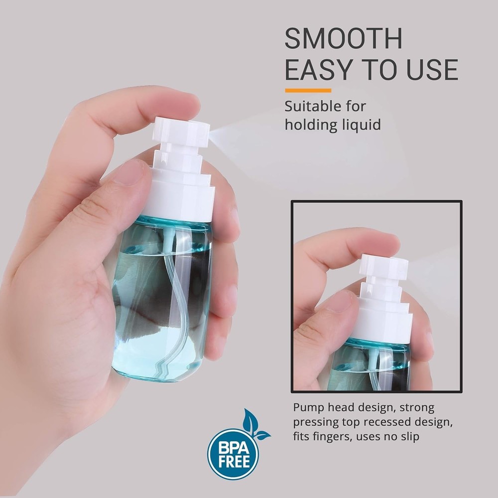 Versatile 2oz Spray Bottles - Leak-Proof Mist for Hair & Face Essentials, 2 Pack