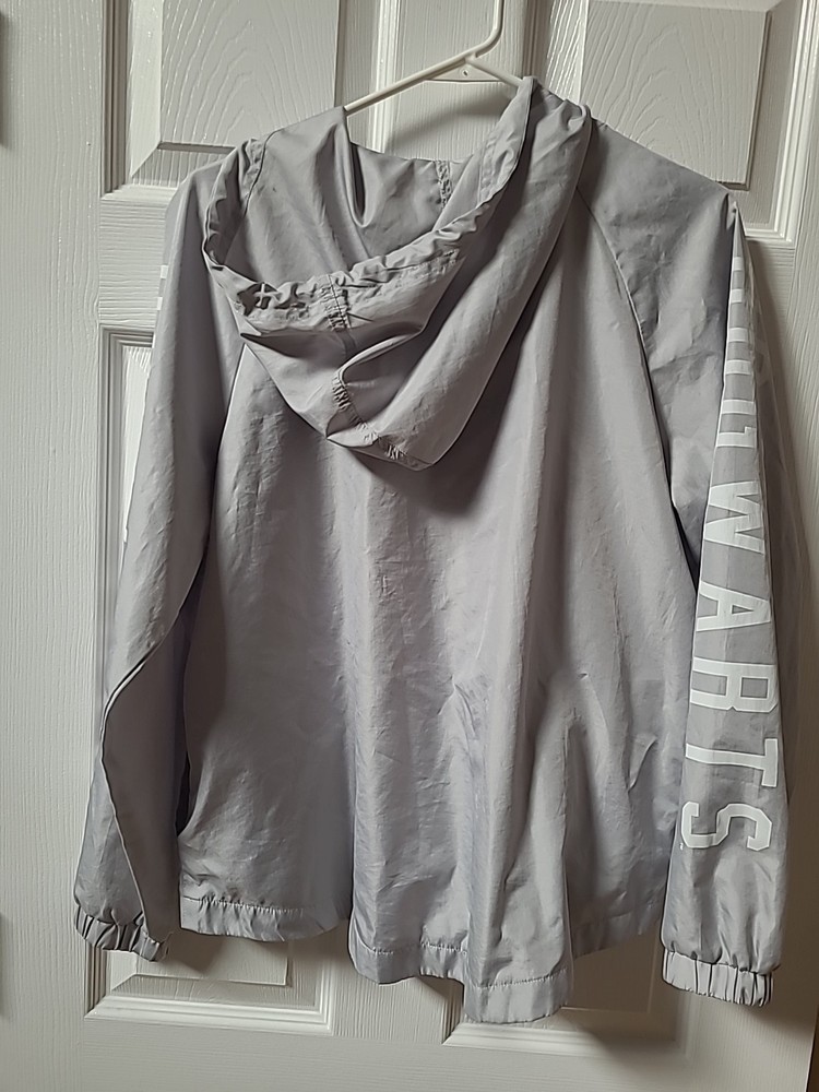 Harry Potter Gray Pullover 1/4 Zip Windbreaker S Small Hogwarts Polyester