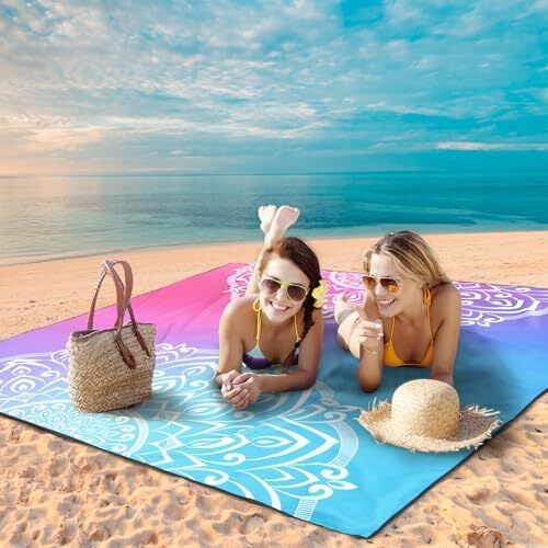 Beach Blanket Waterproof Sandproof Oversized 79" X 83" Lightweight Quick Drying