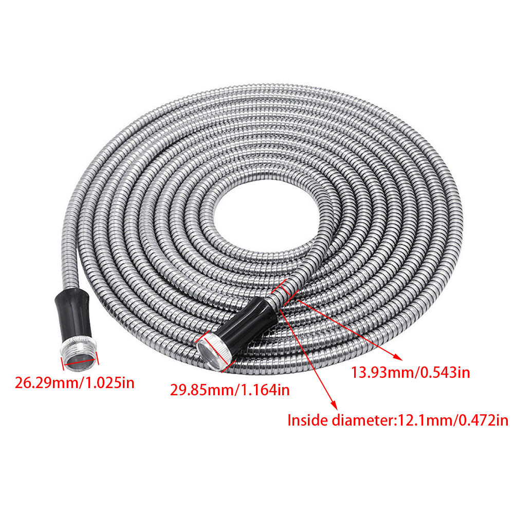 25/50/75/100FT Stainless Steel Metal Garden Water Hose Pipe Flexible Lightweight