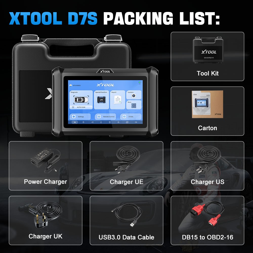 XTOOL D7S V2.0 Auto Full System Diagnostic Bidirectional Scanner Key Programmer