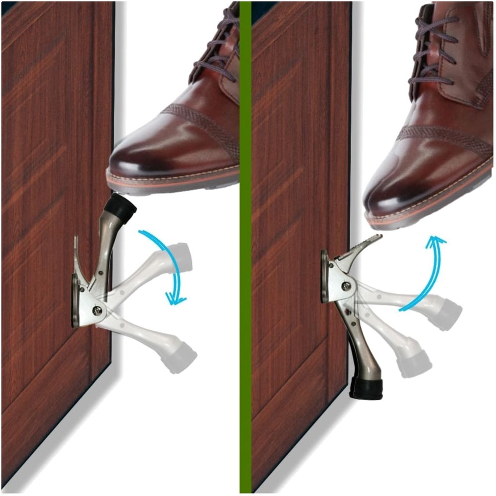 Easy Foot Operation Door Holder, Height-Adjustable Tips - 4"