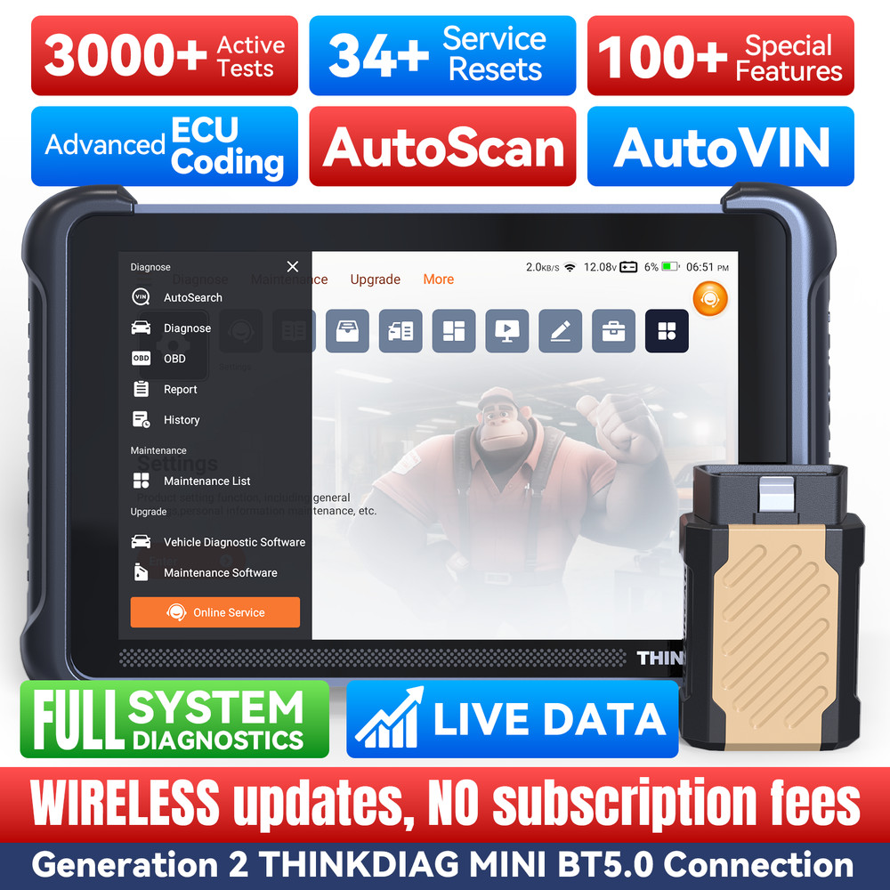 ThinkScan 689BT Car Bidirectional Auto Diagnostic OBD2 Scanner E.CU Coding CANFD