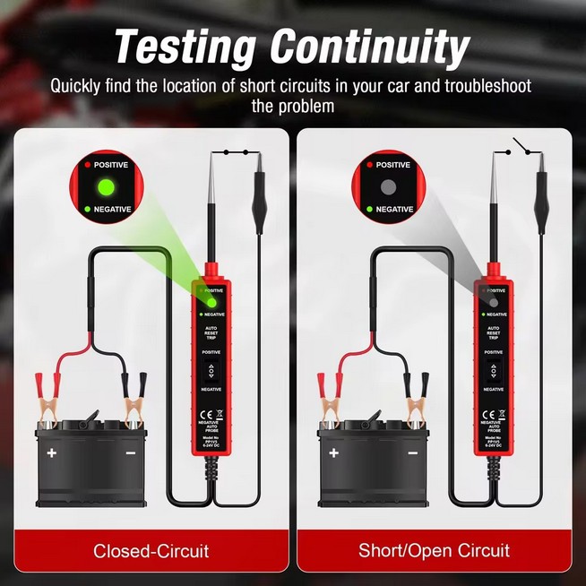 6-24V DC Car Circuit Tester, Multi-Function Diagnostic Tool with 4m Test Lead