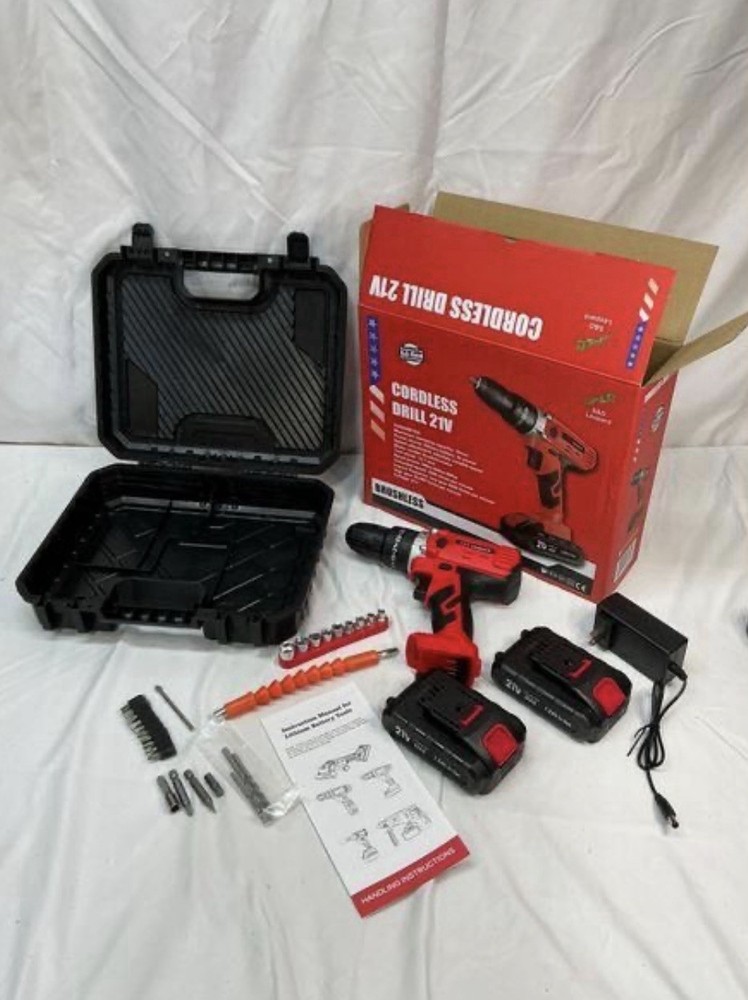 21V Cordless Drill Battery Charger, Drill Bits, Bits, Sockets, Flex Shaft, Case