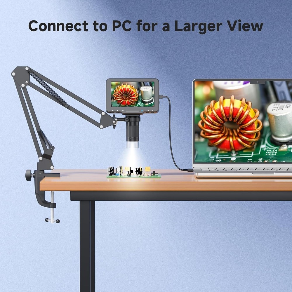 5" LCD Digital Microscope, 1000X Magnification Soldering Microscope for Elect...