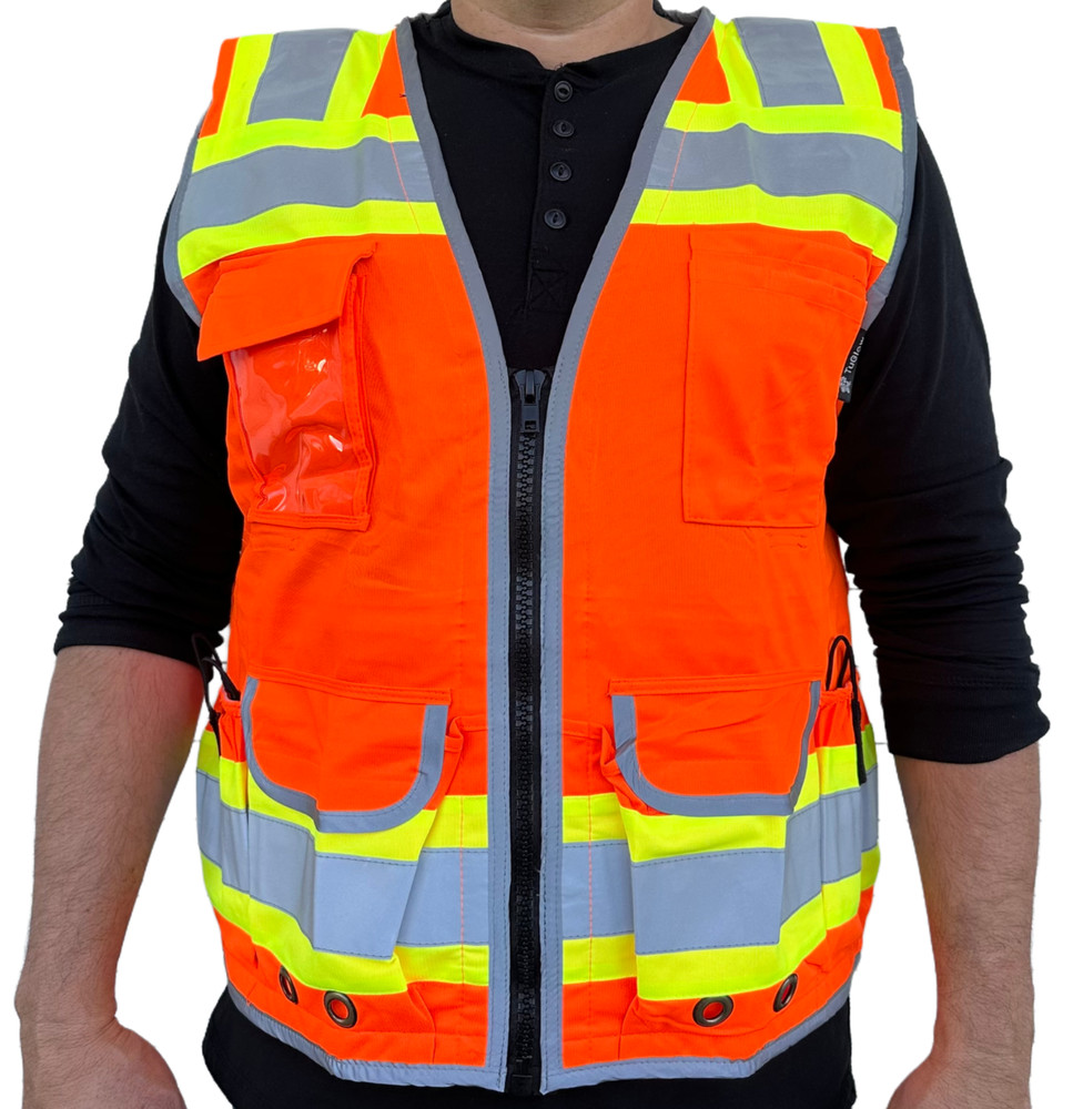 Orange Class 2 Heavy Duty Two Tone Engineer Vest