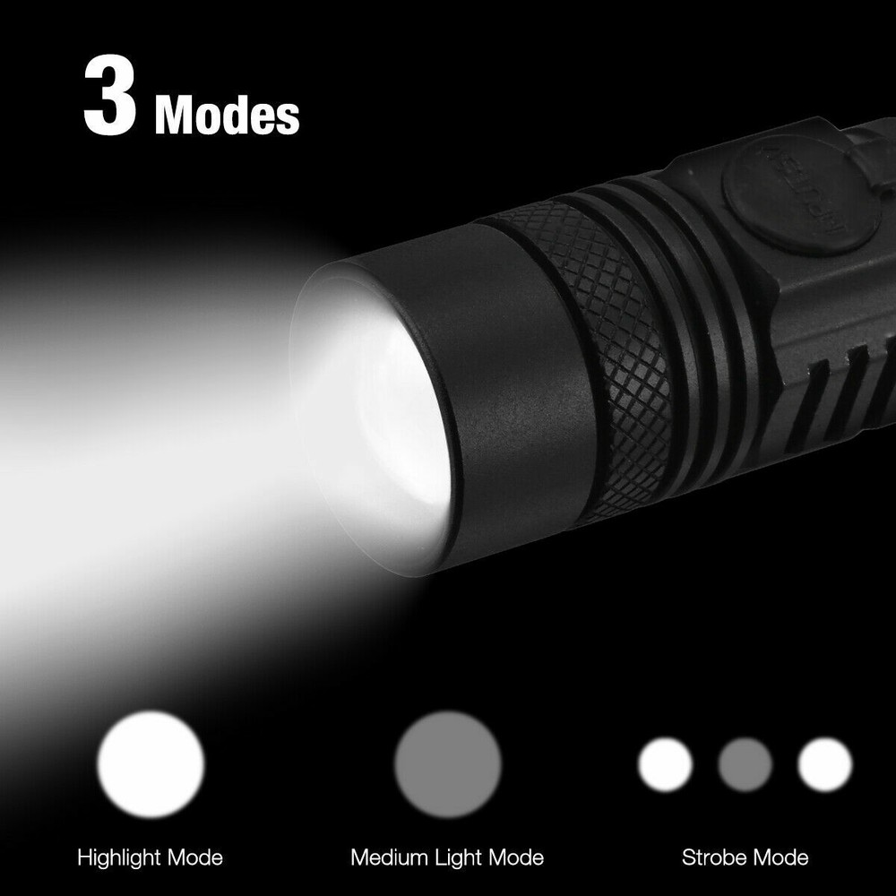 2 PACK LED Flashlight Rechargeable USB LED Tactical Torch Light Lamp