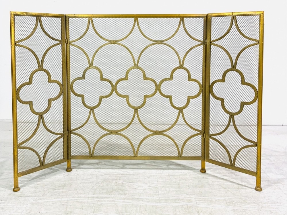 Vintage Iron Tri-Fold Fireplace Spark Screen
