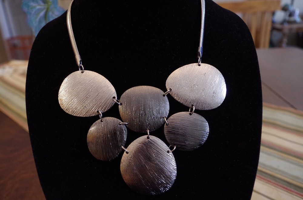 "EL" TWO TONE SILVER STATEMENT NECKLACE