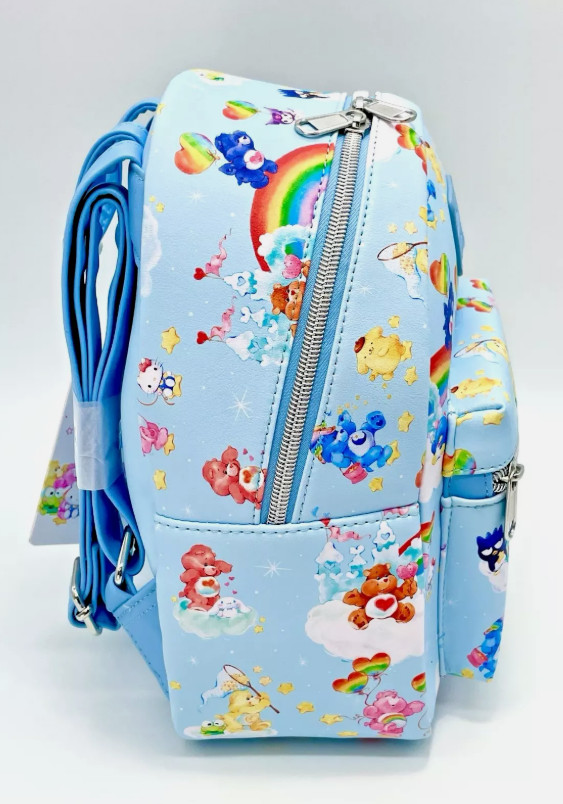 Loungefly Mini Backpack HELLO KITTY & CARE BEARS All Over Print Blue Clouds