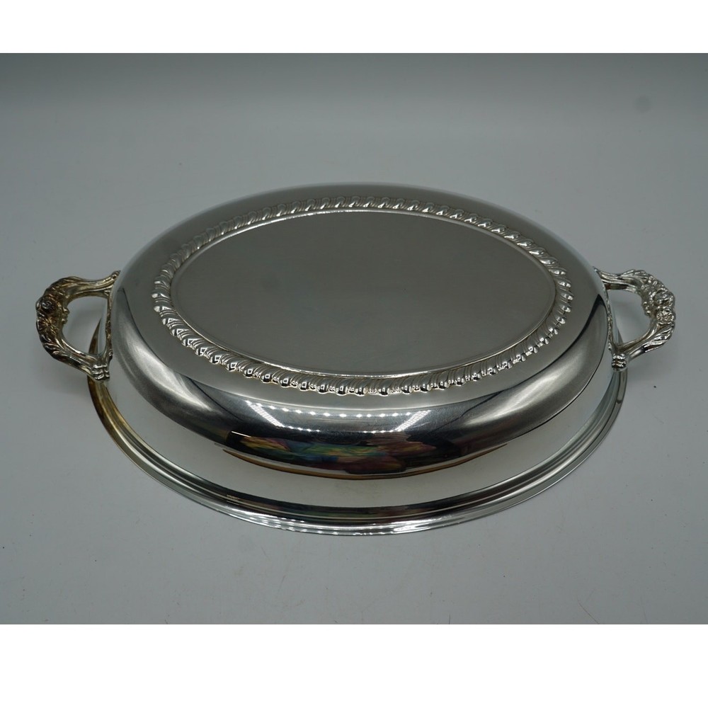 Handled Oval Serving Bowl Silver Plate