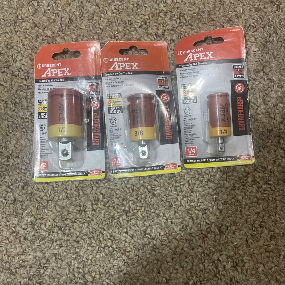 Crescent Apex eSOCK-GUARD Impact Socket Isolator Set, 1/4, 3/8, 1/2, Drives