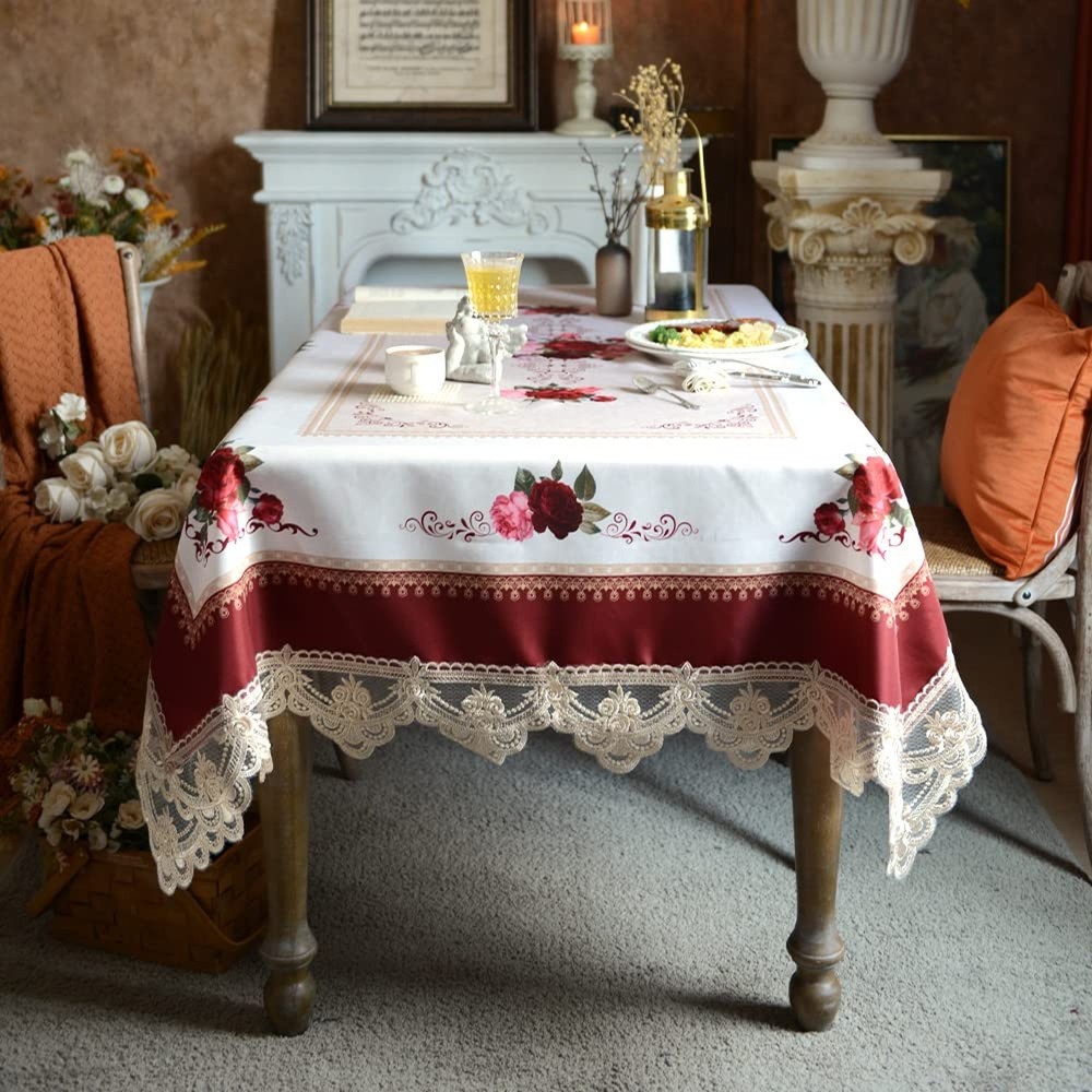 SUTAVIA Lace Embroidered Table Cloth,Rectangular Farmhouse TableCover,Classic...