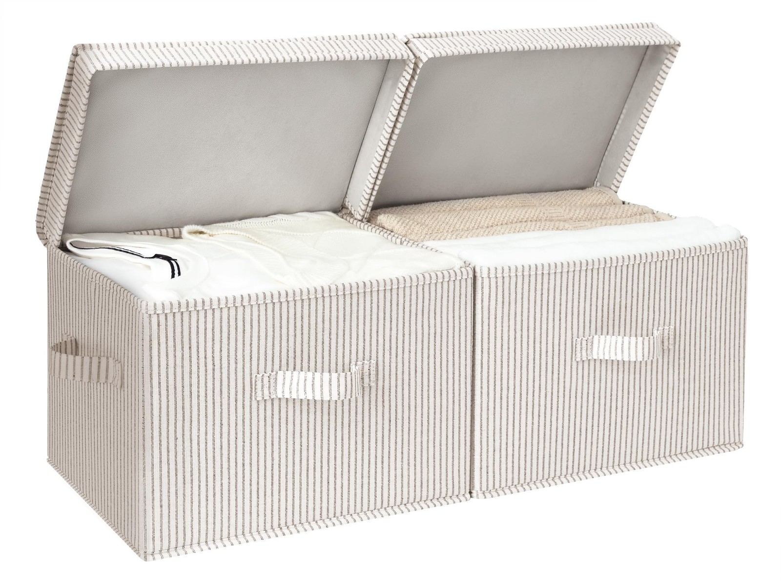 StorageWorks Decorative Storage Boxes, Storage Basket with Lid and Handles, Gray