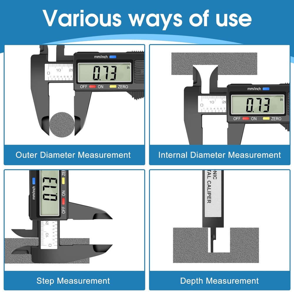 Digital Caliper Calipers Measuring Tool, 0-6inches Electronic with...