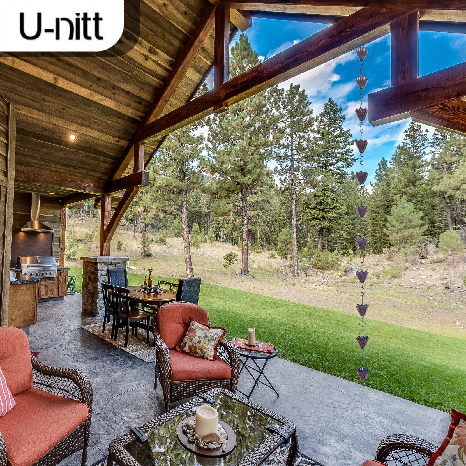 8.5 ft rain chain crimson red scallop cups 786/5570RD NEW