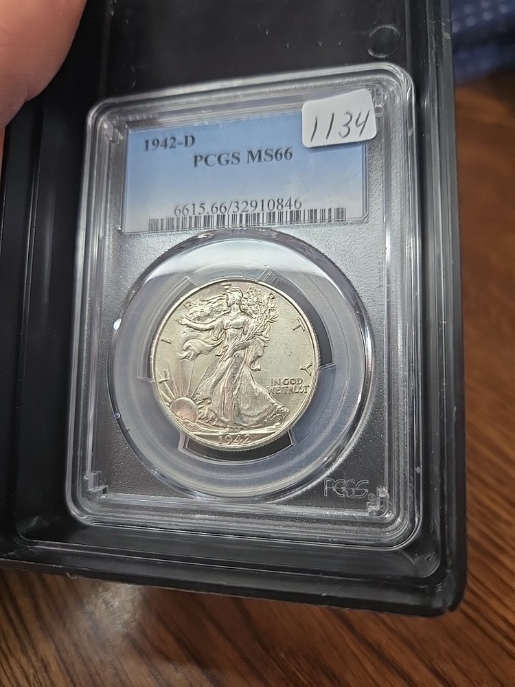 1942 D Walking Liberty Half Dollar PCGS MS-66