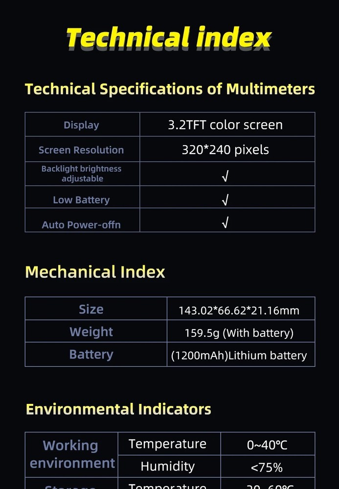 BESIDE S500 Digital Multimeter 20000 Count AC/DC Voltage ﻿TRMS Waveform Recorder