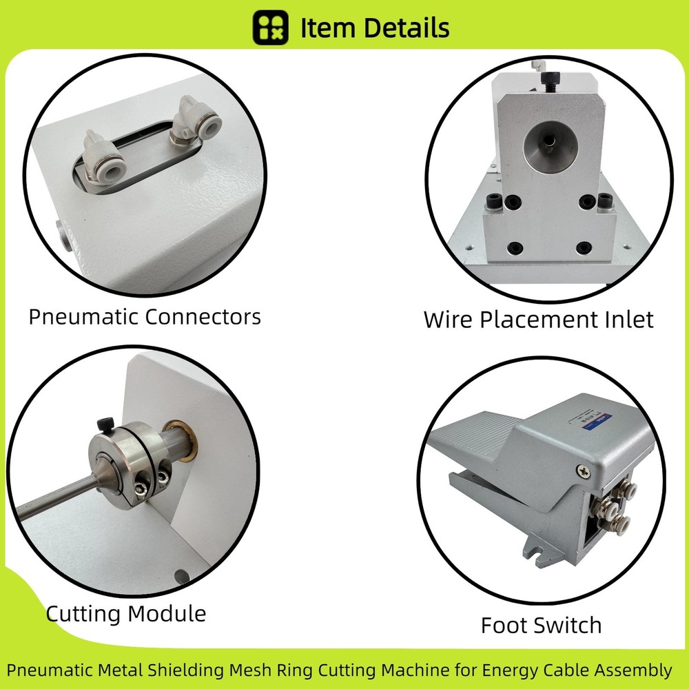Pneumatic Metal Shielding Mesh Ring Cutting Machine for Energy Cable Assembly