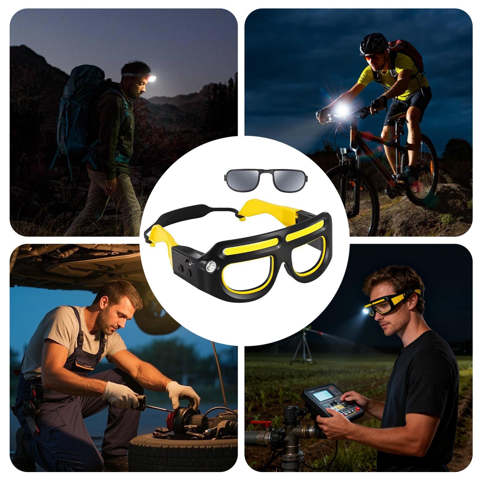5 Modes LED Glasses Headlights Safety Eyeglass Lamp Work Lights Cycling Recharge