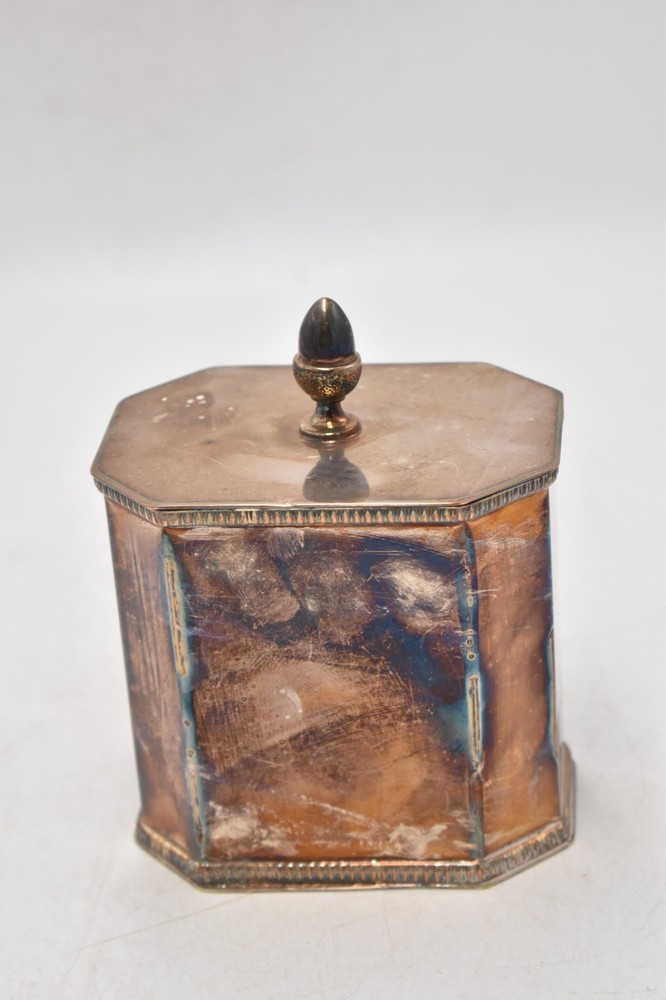 Antique Mappin & Webb Silver Plated Octagonal Tea Caddy