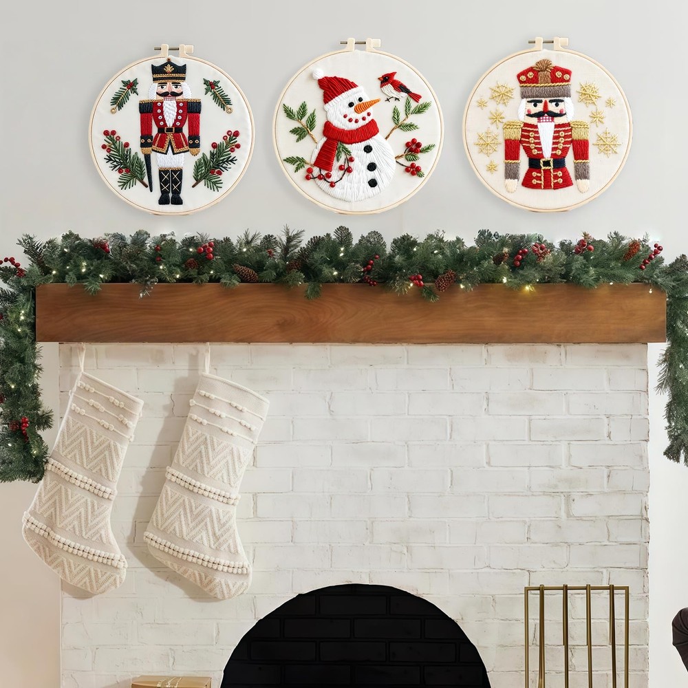 Christmas Embroidery Kit DIY Hand Starter Cross mini, Nutcracker