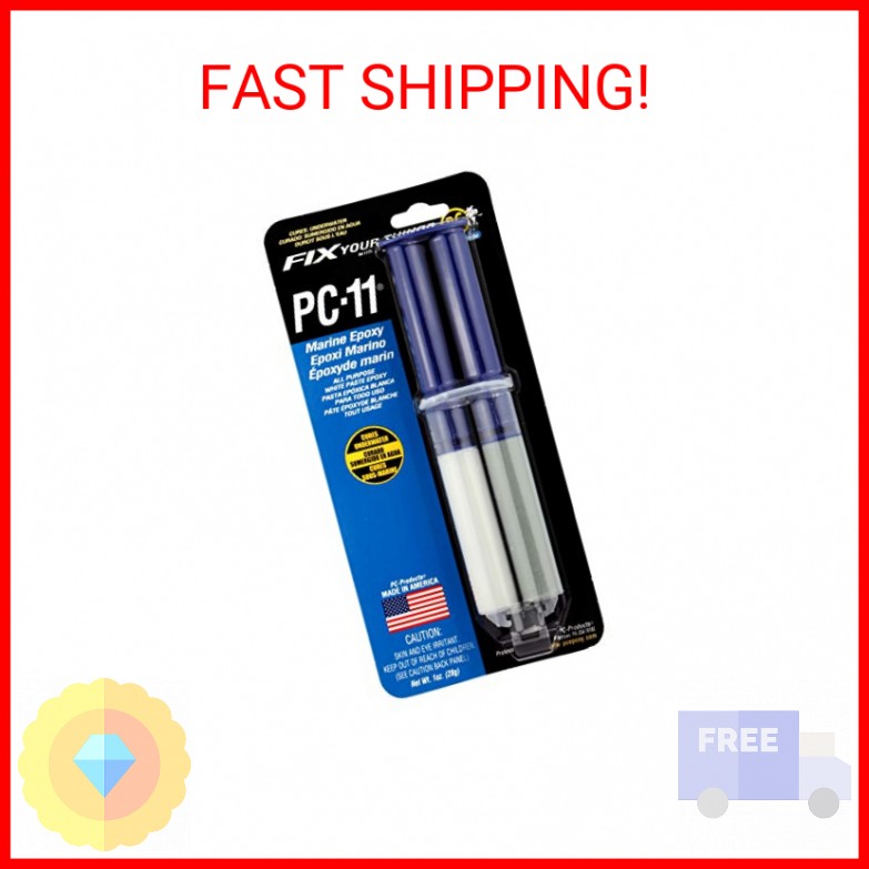 PC-Products PC-11 Epoxy Adhesive Paste, Two-Part Marine Grade, 1oz Applicator Sy