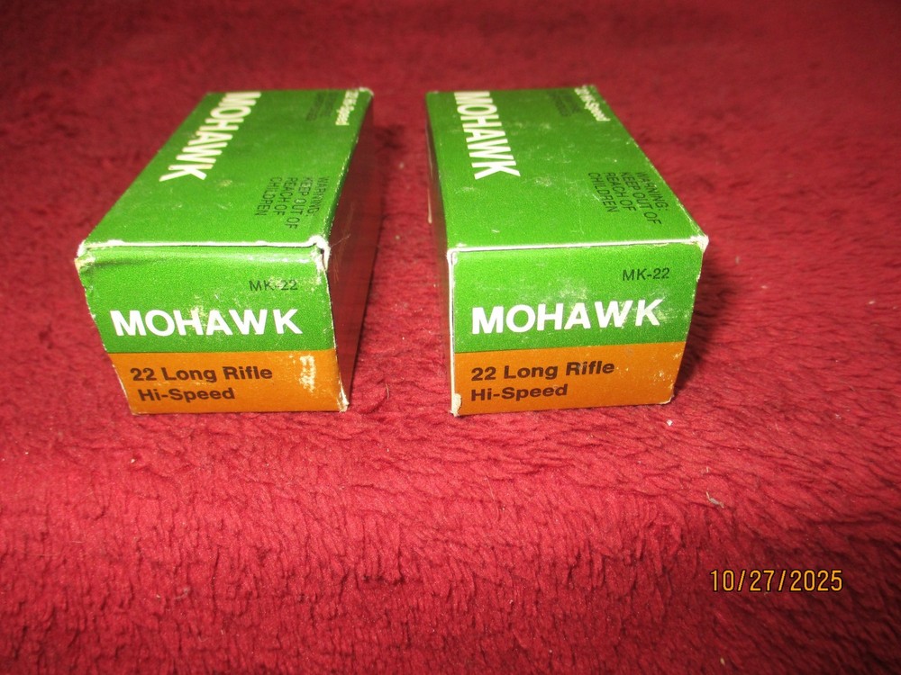 2 Vintage Reminton/Mohawk 22 Long Rifle Boxes., Ammo Boxes, (Empty)