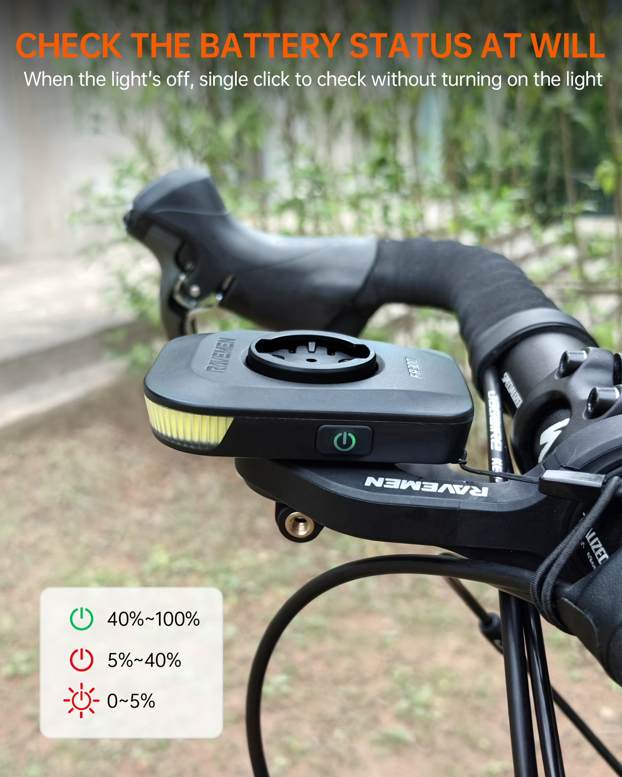 RAVEMEN FR300 for Garmin Wahoo Bicycle Head Light Bike Front Flashing Lighting