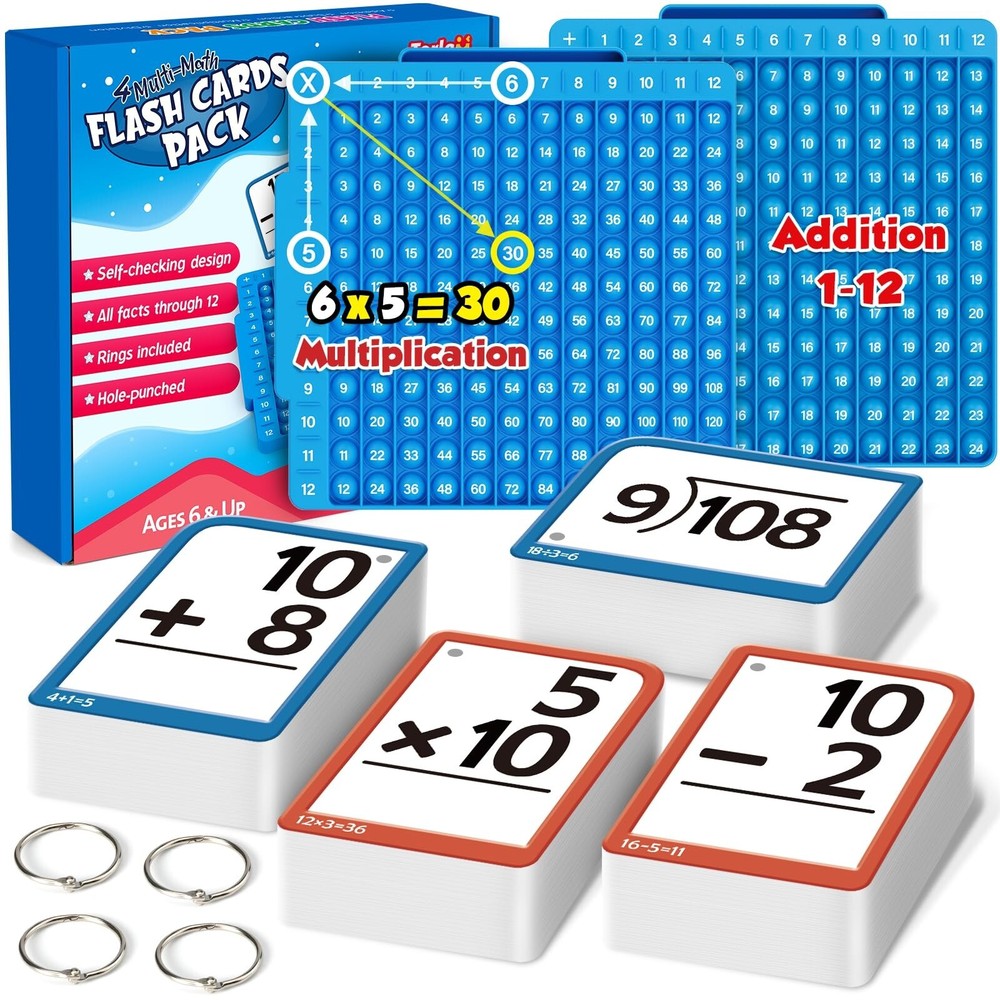 Torlam Math Flash Cards + Math Board, Multiplication Flash Card Times Table C...