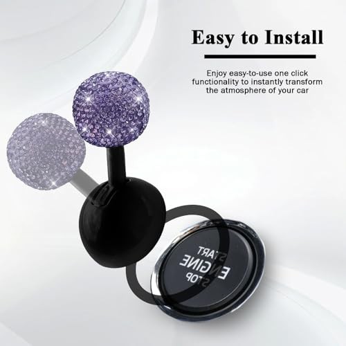 Car Push to Start Button Rocker, Engine Start Stop Button Cover, Purple