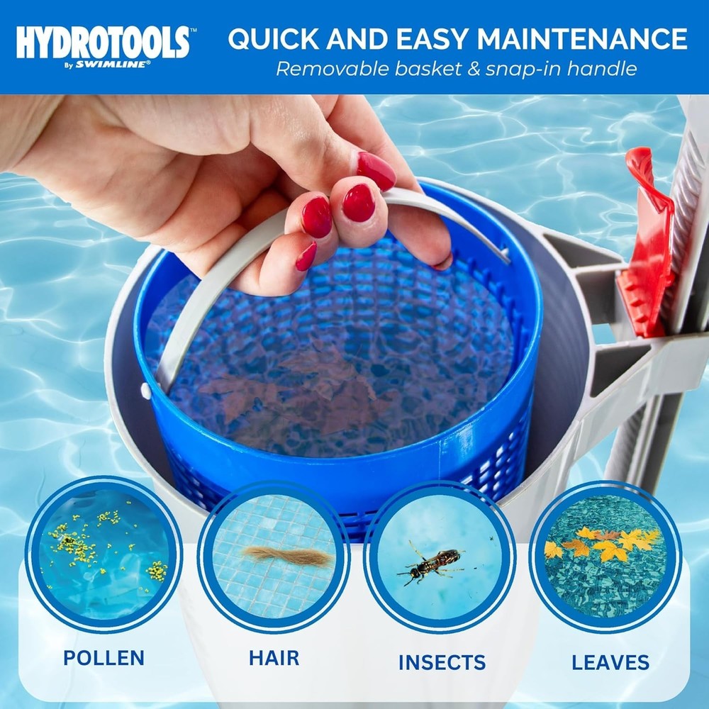 HYDROTOOLS Wall-Mounted Pool Surface Skimmer Kit - Effortless Automatic Cleaning